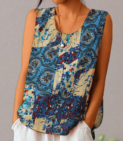 Blusa Feminina Estampada Sem Mangas Estilo Boho | Jana Blusa Feminina Estampada Sem Mangas Estilo Boho | Jana