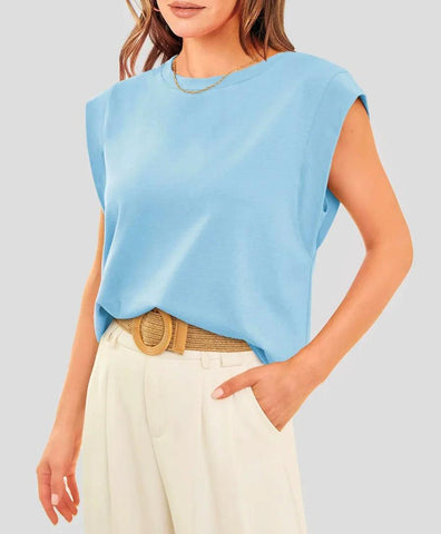 Blusa Muscle Tee Básica com estilo clássico, ajuste solto, tecido broadcloth, mangas curtas e caídas, decote O-pescoço, perfeita para qualquer ocasião. Blusa Muscle Tee Básica com estilo clássico, ajuste solto, tecido broadcloth, mangas curtas e caídas, decote O-pescoço, perfeita para qualquer ocasião.