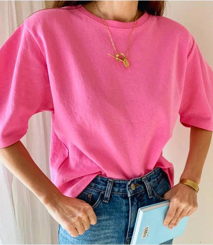 Camiseta Feminina Oversized Algodão Conforto Casual Básica | Clara Camiseta Feminina Oversized Algodão Conforto Casual Básica | Clara