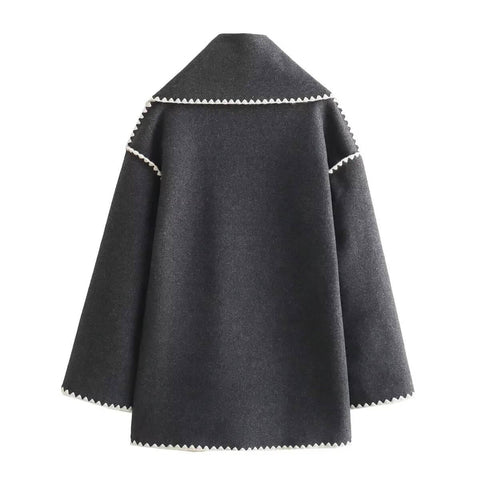 Casaco Feminino Lã Batida Quente Inverno Elegante | Demi Casaco Feminino Lã Batida Quente Inverno Elegante | Demi