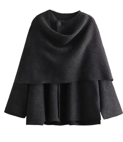 Casaco feminino de malha assimétrico com cachecol elegante para outono e inverno Casaco feminino de malha assimétrico com cachecol elegante para outono e inverno