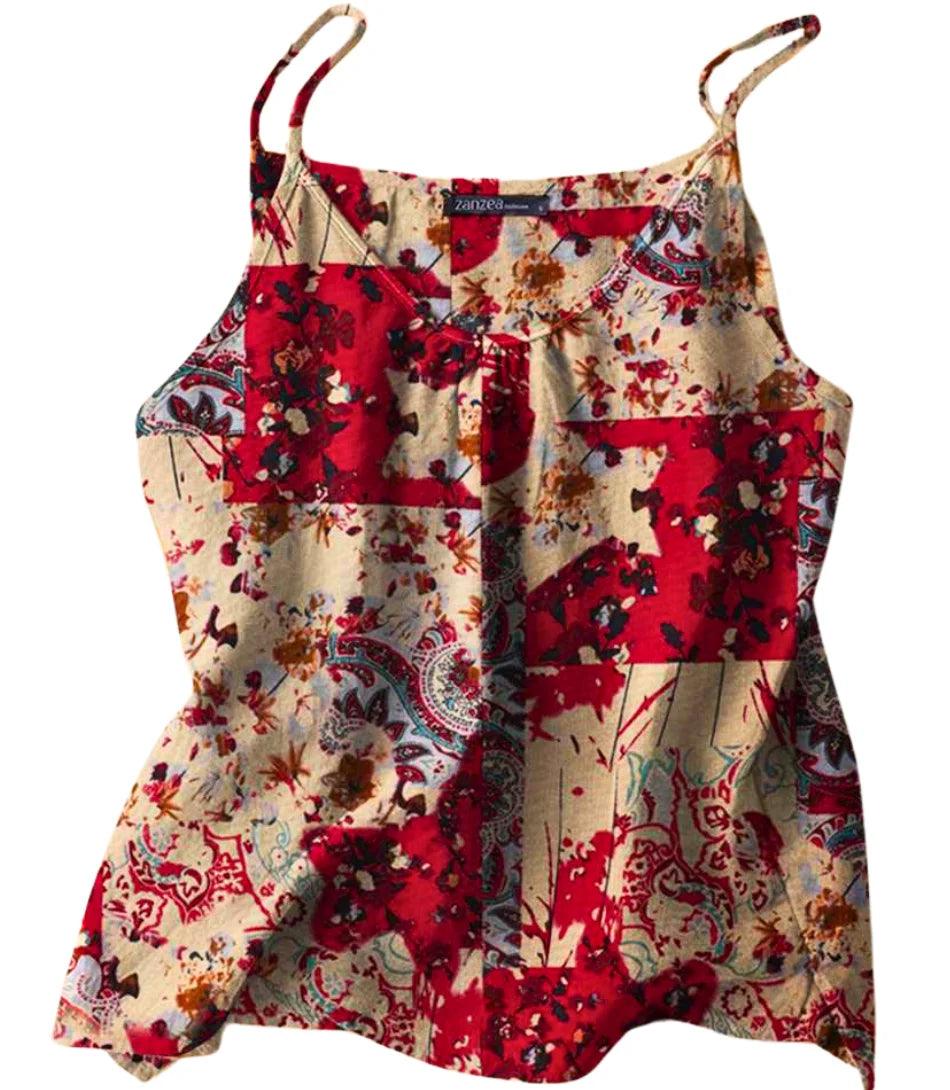 Regata Feminina Estampada com Alça Fina em tecido leve e design vibrante, ideal para dias de verão. Regata Feminina Estampada com Alça Fina em tecido leve e design vibrante, ideal para dias de verão.