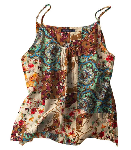 Regata Feminina Estampada com Alça Fina em tecido leve e design vibrante, ideal para dias de verão. Regata Feminina Estampada com Alça Fina em tecido leve e design vibrante, ideal para dias de verão.