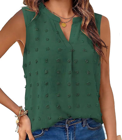 Regata Feminina Texturizada com Decote V Casual | Akiko Regata Feminina Texturizada com Decote V Casual | Akiko