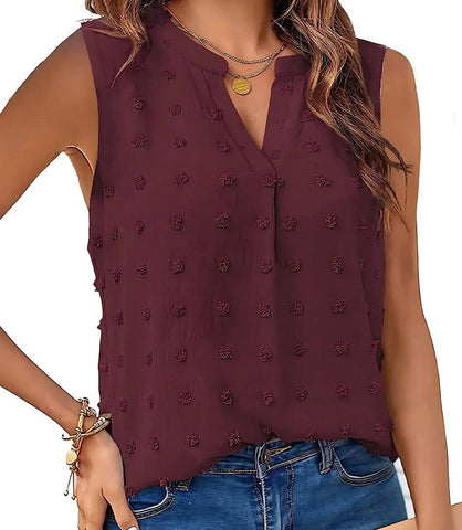 Regata Feminina Texturizada com Decote V Casual | Akiko Regata Feminina Texturizada com Decote V Casual | Akiko