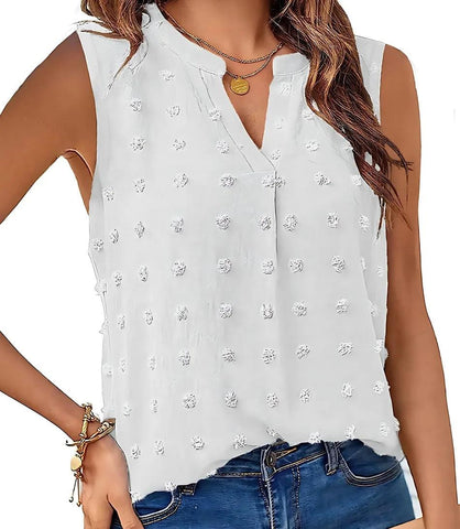 Regata Feminina Texturizada com Decote V Casual | Akiko Regata Feminina Texturizada com Decote V Casual | Akiko