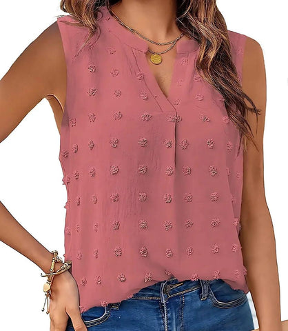 Regata Feminina Texturizada com Decote V Casual | Akiko Regata Feminina Texturizada com Decote V Casual | Akiko