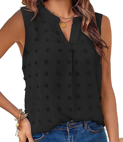 Regata Feminina Texturizada com Decote V Casual | Akiko Regata Feminina Texturizada com Decote V Casual | Akiko