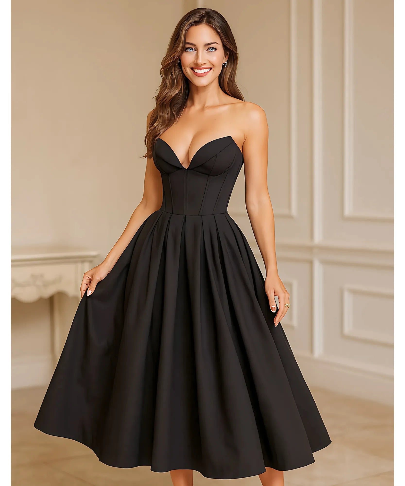 Vestido Midi de Festa Tomara que Caia Corset Elegante – Anellimn