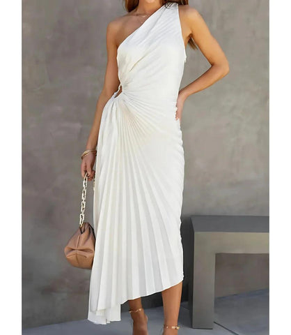 Comprar Vestido Midi Um Ombro Só Plissado Elegante para Madrinha e Convidadas ranco - Amalle Comprar Vestido Midi Um Ombro Só Plissado Elegante para Madrinha e Convidadas ranco - Amalle