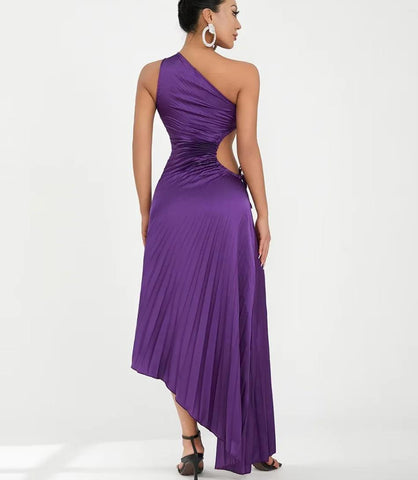 Comprar Vestido Midi Um Ombro Só Plissado Elegante para Madrinha e Convidadas Roxo- Anellimn
 Comprar Vestido Midi Um Ombro Só Plissado Elegante para Madrinha e Convidadas Roxo- Anellimn