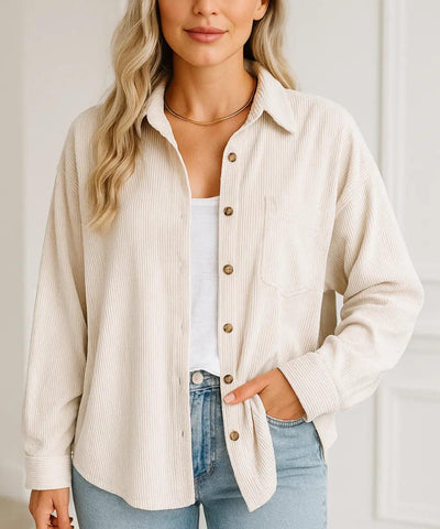 Blusa Feminina Manga Longa Oversized de Veludo Cotelê | Thilde Blusa Feminina Manga Longa Oversized de Veludo Cotelê | Thilde