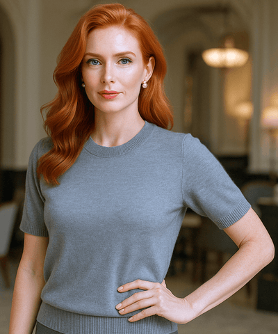 Comprar blusa tricot feminina modal cinza com manga curta e gola redonda elegante para looks casuais e sofisticados de meia estação em preomoção ZARA
 Comprar blusa tricot feminina modal cinza com manga curta e gola redonda elegante para looks casuais e sofisticados de meia estação em preomoção ZARA