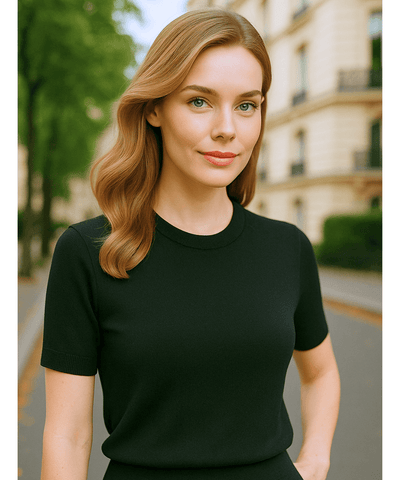 Blusa Tricot Feminina com Manga Curta Elegante | Yoana Blusa Tricot Feminina com Manga Curta Elegante | Yoana