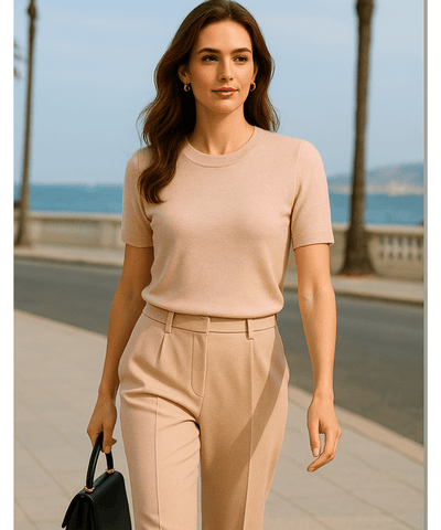 Blusa Tricot Feminina com Manga Curta Elegante | Yoana Blusa Tricot Feminina com Manga Curta Elegante | Yoana