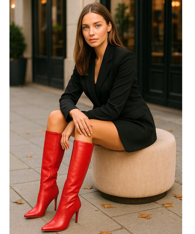 Bota Feminina Cano Alto Salto Fino Couro Elegante | Lione Bota Feminina Cano Alto Salto Fino Couro Elegante | Lione