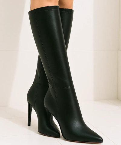 Comprar bota feminina cano alto com salto fino preto e forro térmico elegante em promoção DAFITI
 Comprar bota feminina cano alto com salto fino preto e forro térmico elegante em promoção DAFITI