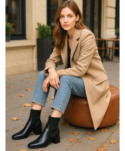 Bota Feminina Cano Curto Knit em Couro Elegante | Fleury Bota Feminina Cano Curto Knit em Couro Elegante | Fleury