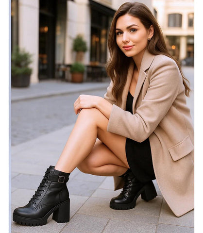 Bota Feminina Coturno Cano Curto com Salto Tratorado | Eri Bota Feminina Coturno Cano Curto com Salto Tratorado | Eri