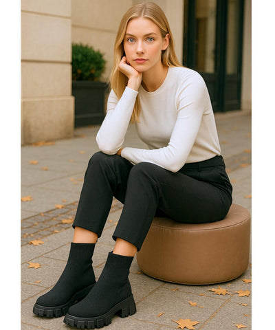 Bota Feminina Tratorada Knit de Inverno Urbano | Soled Bota Feminina Tratorada Knit de Inverno Urbano | Soled