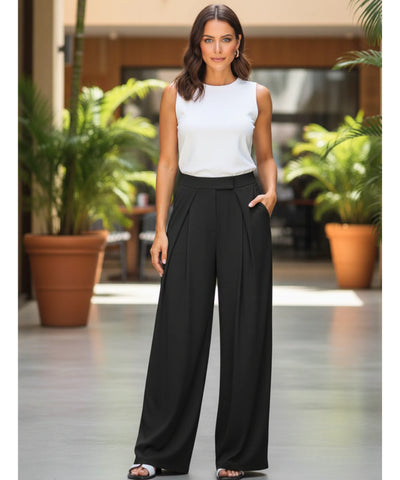 Calça Alfaiataria Feminina Wide Leg Casual Elegante | Trali Calça Alfaiataria Feminina Wide Leg Casual Elegante | Trali