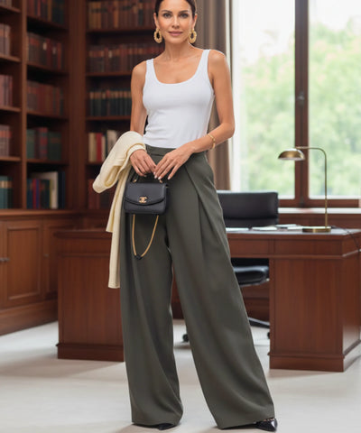 Calça Alfaiataria Feminina Wide Leg Casual Elegante | Trali Calça Alfaiataria Feminina Wide Leg Casual Elegante | Trali