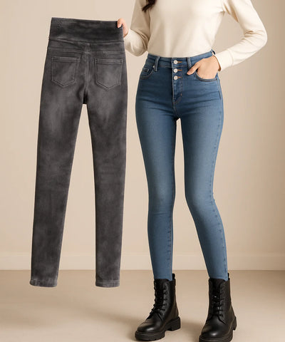 Comprar calça jeans feminina térmica com forro peluciado interno e cintura alta modeladora para dias frios e inverno elegante Comprar calça jeans feminina térmica com forro peluciado interno e cintura alta modeladora para dias frios e inverno elegante