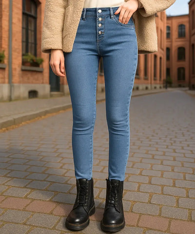 Comprar calça jeans feminina térmica com forro peluciado interno e cintura alta modeladora para dias frios e inverno elegante Comprar calça jeans feminina térmica com forro peluciado interno e cintura alta modeladora para dias frios e inverno elegante