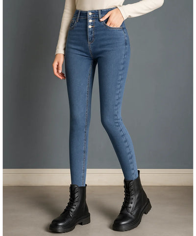 Comprar calça jeans feminina térmica com forro peluciado interno e cintura alta modeladora para dias frios e inverno elegante Comprar calça jeans feminina térmica com forro peluciado interno e cintura alta modeladora para dias frios e inverno elegante
