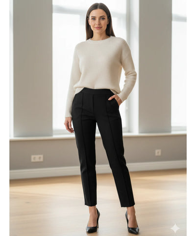 Calça Moletom Alfaiataria Feminina Bolsos Cintura Alta | Joa Calça Moletom Alfaiataria Feminina Bolsos Cintura Alta | Joa