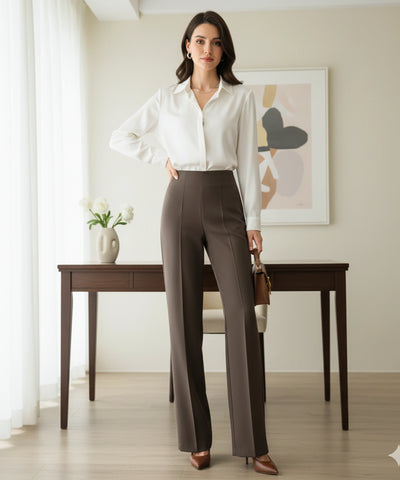 Calça Wide Leg Feminina Cintura Alta Confortável Casual  | Ava Calça Wide Leg Feminina Cintura Alta Confortável Casual  | Ava