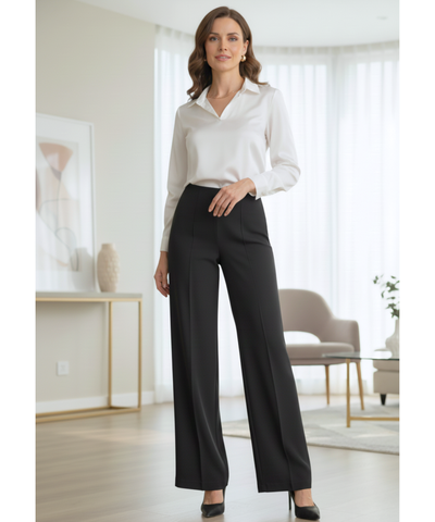 Calça Wide Leg Feminina Cintura Alta Confortável Casual  | Ava Calça Wide Leg Feminina Cintura Alta Confortável Casual  | Ava