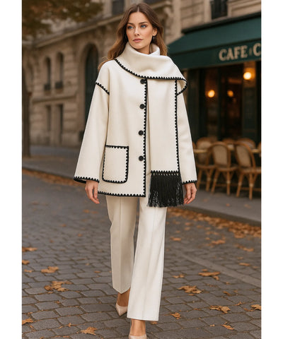 Casaco Feminino Lã Batida Quente Inverno Elegante | Demi Casaco Feminino Lã Batida Quente Inverno Elegante | Demi