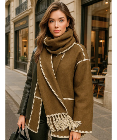 Casaco Feminino Lã Batida Quente Inverno Elegante | Demi Casaco Feminino Lã Batida Quente Inverno Elegante | Demi