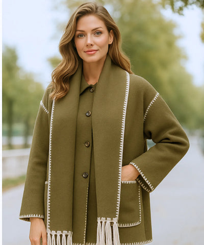 Casaco Feminino Lã Batida Quente Inverno Elegante | Demi Casaco Feminino Lã Batida Quente Inverno Elegante | Demi