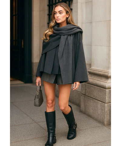 Casaco Feminino Tricot Oversized Lã Batida Inverno | Poli Casaco Feminino Tricot Oversized Lã Batida Inverno | Poli