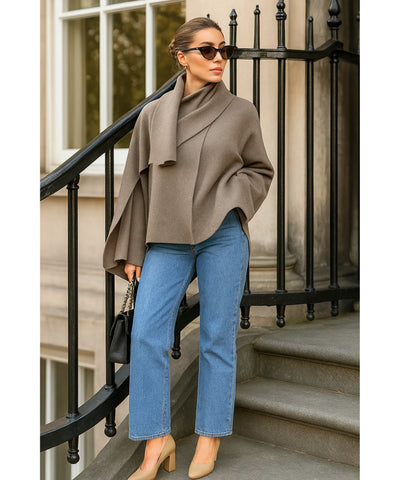 Casaco Feminino Tricot Oversized Lã Batida Inverno | Poli Casaco Feminino Tricot Oversized Lã Batida Inverno | Poli