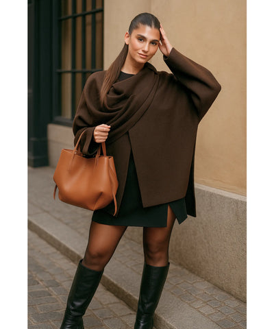 Casaco Feminino Tricot Oversized Lã Batida Inverno | Poli Casaco Feminino Tricot Oversized Lã Batida Inverno | Poli