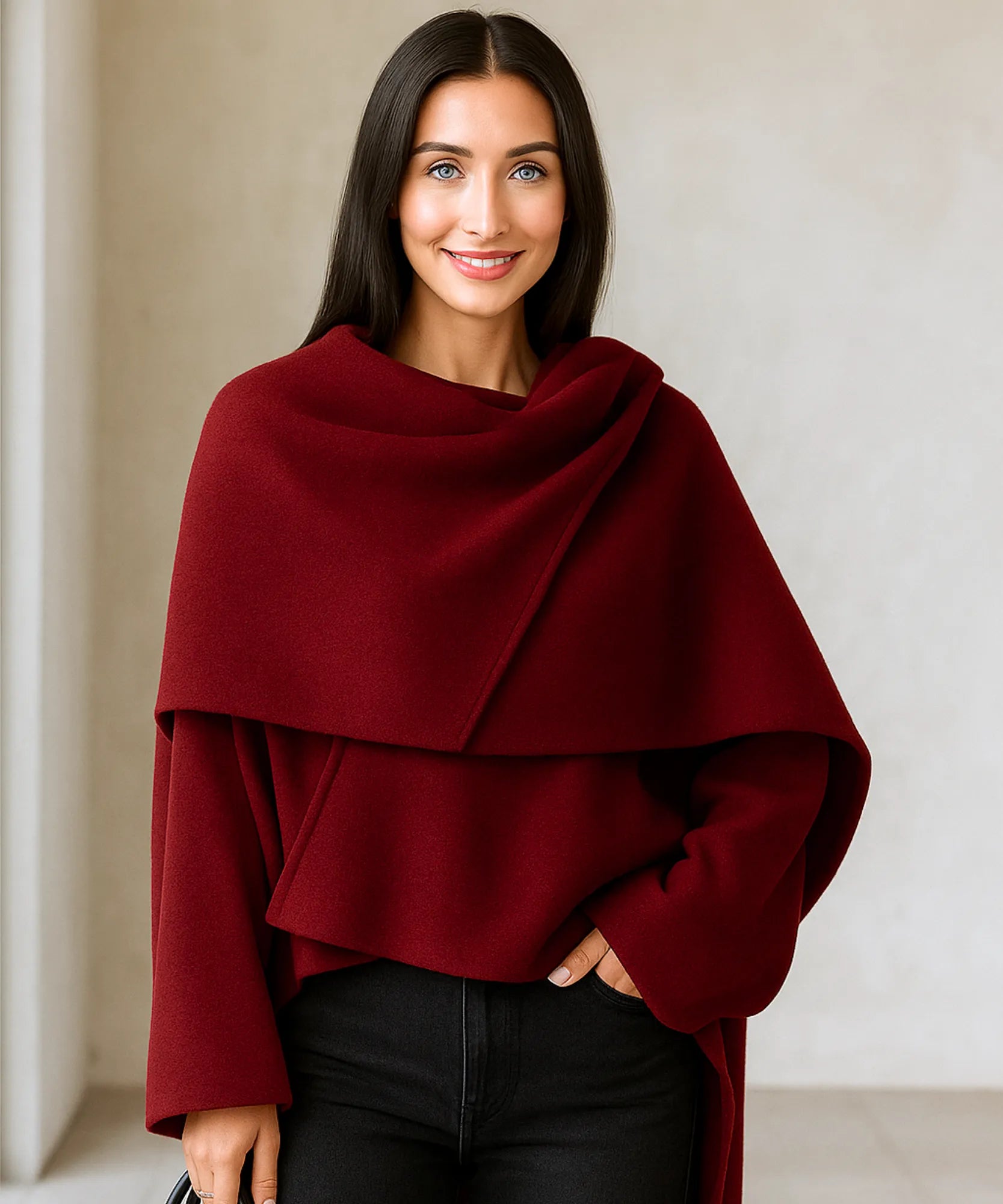 Comprar casaco feminino tricot vinho oversized lã batida inverno quente confortável em promoção ZARA
 Comprar casaco feminino tricot vinho oversized lã batida inverno quente confortável em promoção ZARA