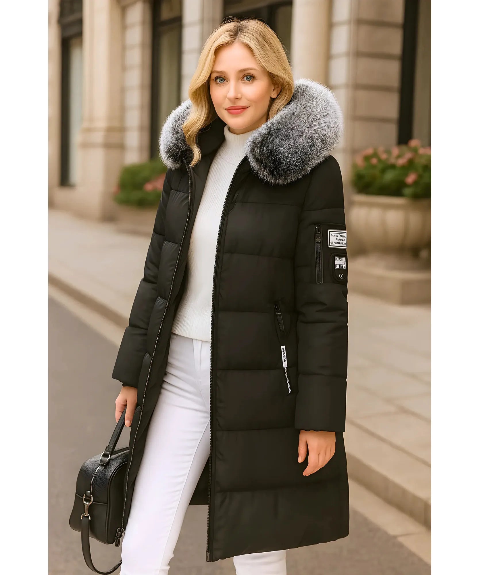 Comprar casaco feminino de inverno longo preto acolchoado com gola de pelo removível e capuz para dias frios e elegantes em promoção ZARA
 Comprar casaco feminino de inverno longo preto acolchoado com gola de pelo removível e capuz para dias frios e elegantes em promoção ZARA