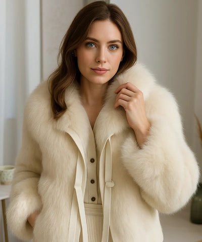 Casaco de Pelo Feminino Curto Sofisticado para Inverno | Miller Casaco de Pelo Feminino Curto Sofisticado para Inverno | Miller