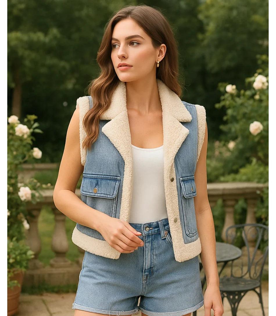 Comprar colete jeans feminino com forro de pelúcia térmica para dias de frio em promoção ZARA
 Comprar colete jeans feminino com forro de pelúcia térmica para dias de frio em promoção ZARA