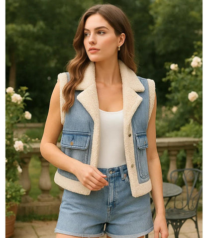 Comprar colete jeans feminino com forro de pelúcia térmica para dias de frio em promoção ZARA
 Comprar colete jeans feminino com forro de pelúcia térmica para dias de frio em promoção ZARA