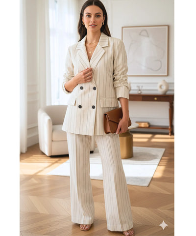 Conjunto Alfaiataria Feminino Linho Elegante com Blazer e Calça | Fontana Conjunto Alfaiataria Feminino Linho Elegante com Blazer e Calça | Fontana