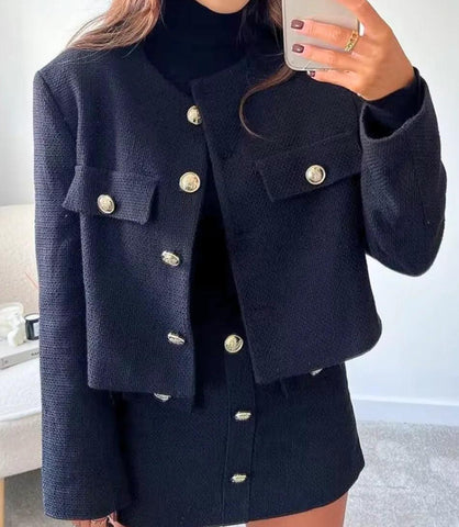 Conjunto Tweed Feminino com Shorts Saia e Blazer Elegante | Juli Conjunto Tweed Feminino com Shorts Saia e Blazer Elegante | Juli