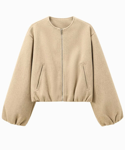 Jaqueta Bomber Feminina Lã Cropped Mangas Bufantes | Anye Jaqueta Bomber Feminina Lã Cropped Mangas Bufantes | Anye