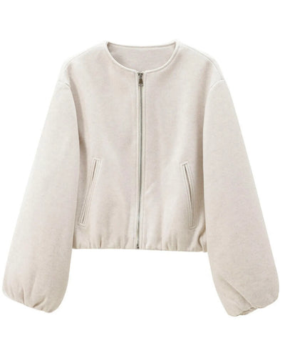 Jaqueta Bomber Feminina Lã Cropped Mangas Bufantes | Anye Jaqueta Bomber Feminina Lã Cropped Mangas Bufantes | Anye