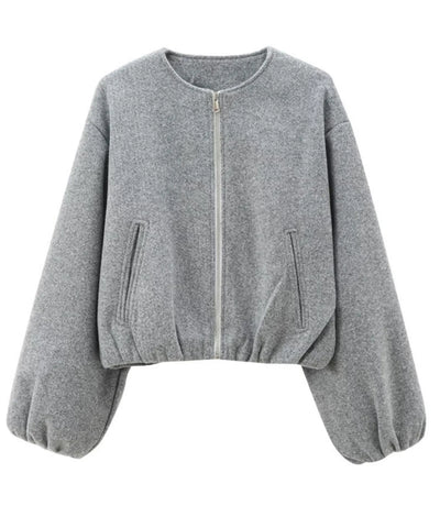 Jaqueta Bomber Feminina Lã Cropped Mangas Bufantes | Anye Jaqueta Bomber Feminina Lã Cropped Mangas Bufantes | Anye