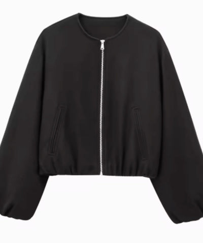 Jaqueta Bomber Feminina Lã Cropped Mangas Bufantes | Anye Jaqueta Bomber Feminina Lã Cropped Mangas Bufantes | Anye