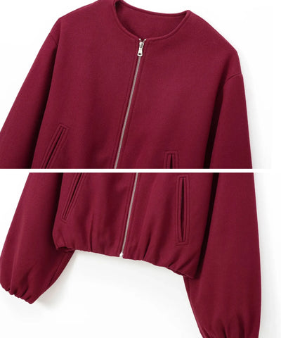 Jaqueta Bomber Feminina Lã Cropped Mangas Bufantes | Anye Jaqueta Bomber Feminina Lã Cropped Mangas Bufantes | Anye